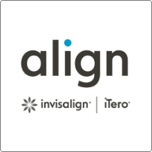 Black text logo that has the words align, invisalign, and itero