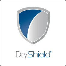 dryshield logo of a blue and silver shield
