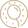 Gold line art of a balloon inside a circle
