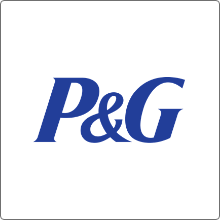 proctor and gamble logo with a large P and G in dark blue