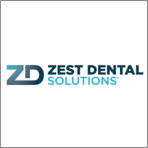 Zest Dental logo in blue and black