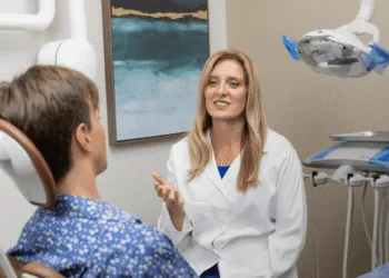 dentist and patient during exam